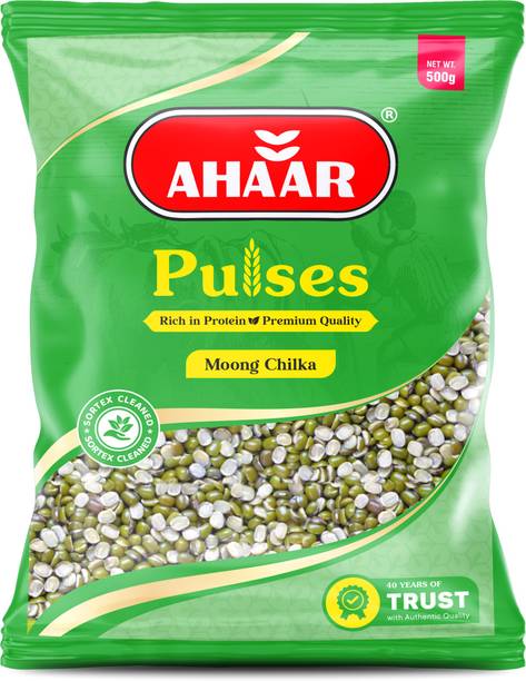 Ahaar Green Moong Dal (Split) (Moong Chilka, Green Gram Split with Husk)