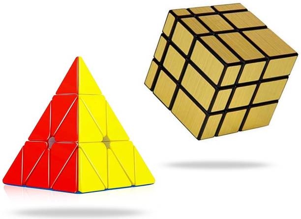 ScreenFree Stickerless Cube Set Of Pyramid And pyramid Puzzle Cubes Combo