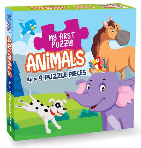 HELLO FRIEND My First Puzzle Jungle Interactive Jigsaw Puzzle for 3+ Year Old 9 X 4 Pcs Puzzle Box