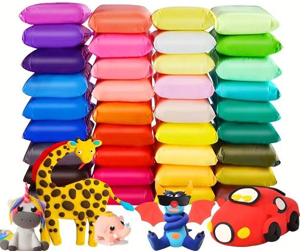 Do Pal Bouncing Clay DIY Colourful Non-Toxic Modeling Air Dry Clay with Tools 6 Pcs