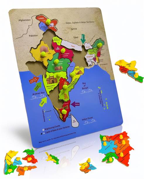 बोजिका India/indian States and capital Learning Geographical Map Board Puzzle for kids