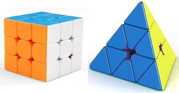 EMINENCE ENTERPRISES Rubix Speed Cube 3x3 and Pyramid Cube Stickerless Smooth Turning Cube Toys