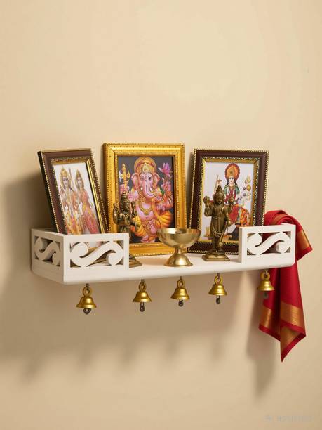 woodinto Wooden Home Temple/Wall Shelf/Pooja Mandir / Pooja Stand / Wooden MandiR MDF (Medium Density Fiber) Wall Shelf