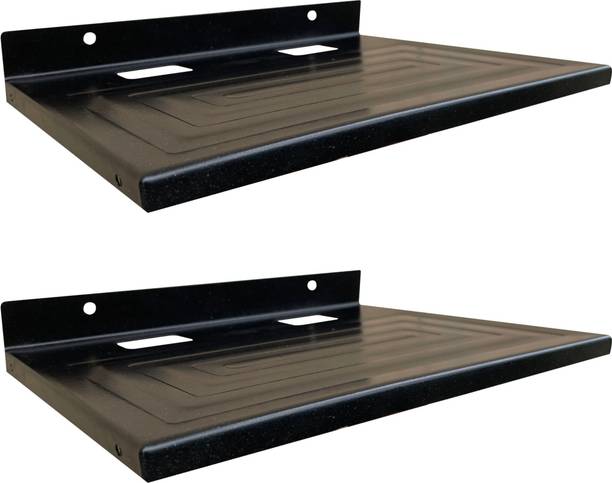 NextZen Wall Mount Set Top Box Stand For TV, Setup Box Holder, Color - Black, Set of 2 Iron Wall Shelf