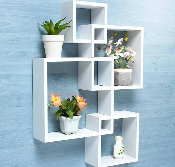Murad Arts Floating Shelves Intersecting Wall Mounted Wooden Wall Shelf