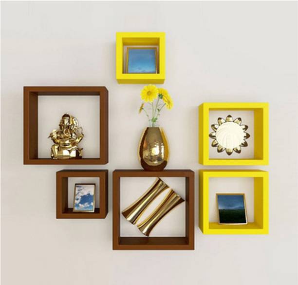 SIWOZ square Wall Shelf Beautiful Floating Wall Racks Shelves Living & Bed Room Decor MDF (Medium Density Fiber) Wall Shelf