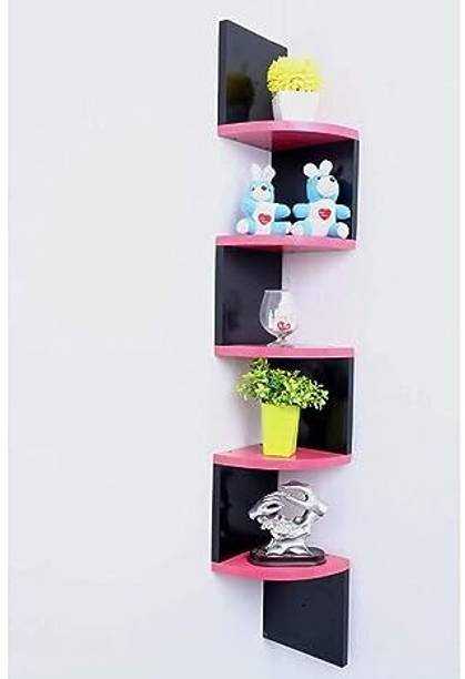 SIWOZ Wooden Wall Zigzag Wall Racks Shelf For Home Decor Living Room , Bedroom Wooden Wall Shelf