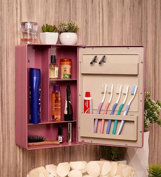 Zahab SpaceSaver Bathroom Cabinet MAGENTA Glass, Plastic Wall Shelf