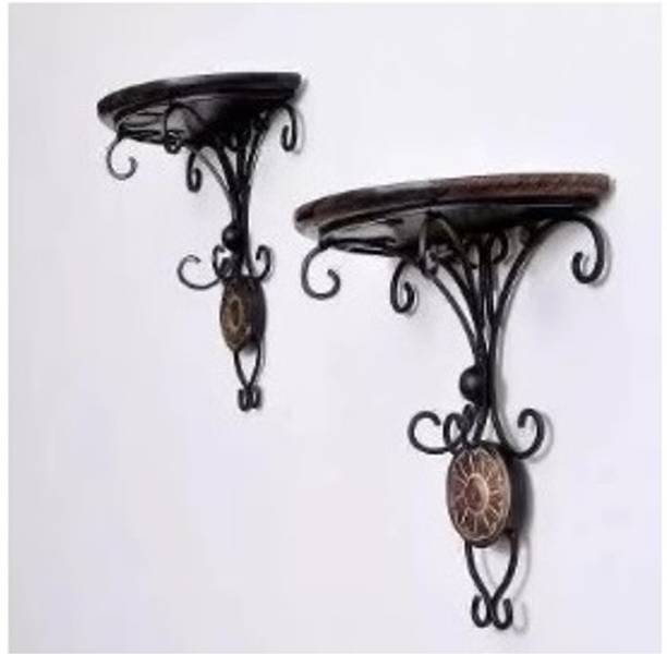 Remarkable Choice Modern Wall-Mounted Floating Shelf Cast Iron, Wooden Wall Shelf