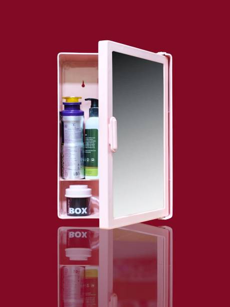 Delightful Decor Medium size Plastic Bathroom Mirror Storage Basin Cabinet Plastic Wall Shelf
