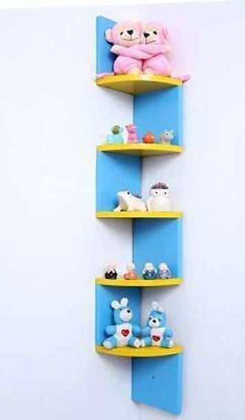 WallHeaven WallHeaven Floating Corner Shelf, Wall Mounted Zigzag MDF (Medium Density Fiber), Wooden Wall Shelf