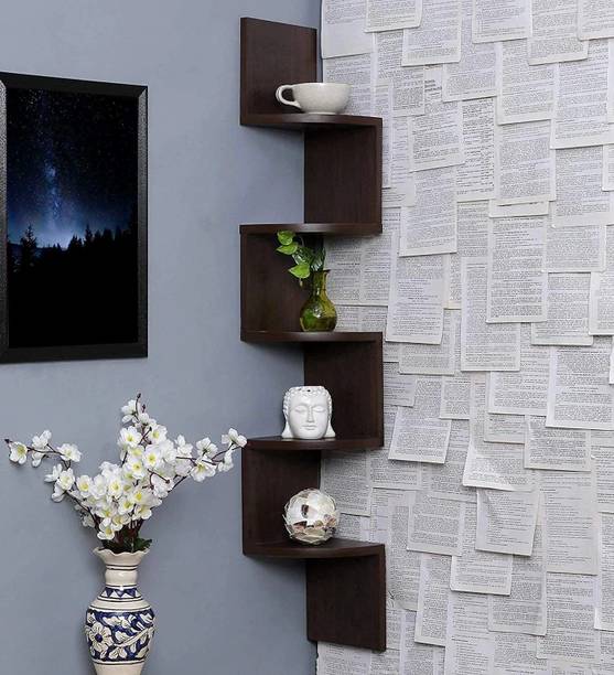 woodinzo Zigzag wall shelf wooden wall corner shelves MDF (Medium Density Fiber), Wooden Wall Shelf