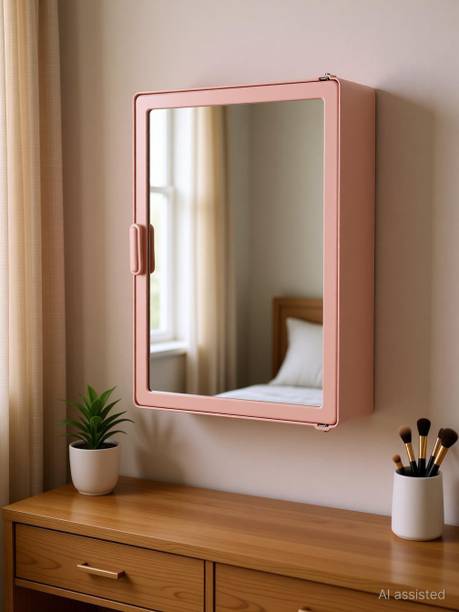 Zahab bathroom cabinet with mirror Plastic Wall Shelf