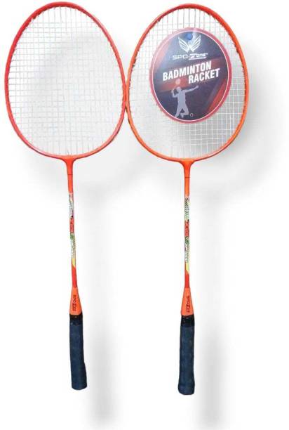 SPO Zone SP 100 LIGHT ORANGE , Grey Strung Badminton Racquet Orange Strung Badminton Racquet