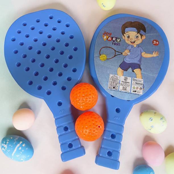 Dorytoys Plastic Tennis Sports Toy Kit for Kids with Colorful Practice Balls Multicolor Unstrung Tennis Racquet