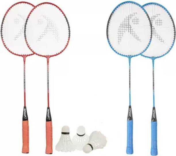 Rakso STAR Badminton Racquets SET OF 4 Pc With 6 Shuttle COMBO FOR KIDS MEN Multicolor Strung Badminton Racquet