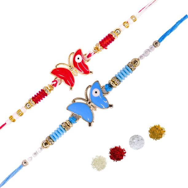 bandhan Designer 12 Rakhi set for brother Assorted Rakhi, Chawal Roli Pack  Set