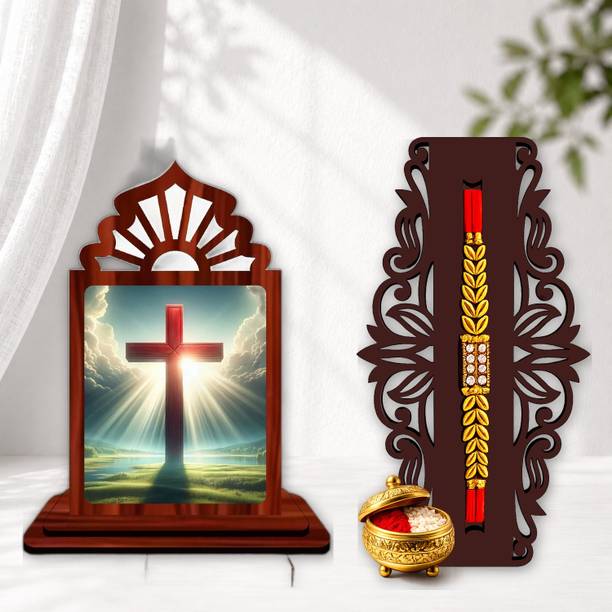 Designer June 2026 rakhi_SHOWPIECE set -604 Mauli Thread, Pearl Rakhi, Showpiece, Chawal Roli Pack Set by GIFTDECOR