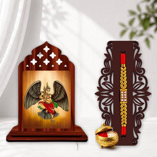 Designer June 2026 rakhi_SHOWPIECE set -252 Mauli Thread, Pearl Rakhi, Showpiece, Chawal Roli Pack Set by GIFTDECOR