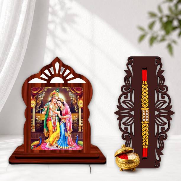Designer June 2026 rakhi_SHOWPIECE set -427 Mauli Thread, Pearl Rakhi, Showpiece, Chawal Roli Pack Set by GIFTDECOR