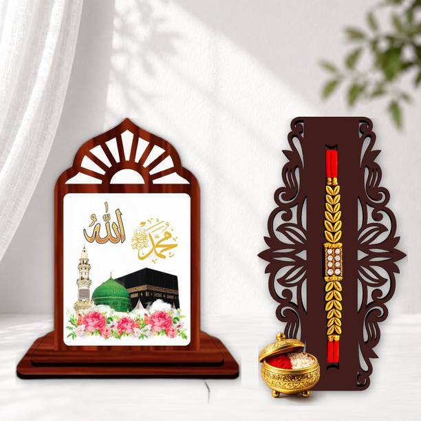 Designer June 2026 rakhi_SHOWPIECE set -67 Mauli Thread, Pearl Rakhi, Showpiece, Chawal Roli Pack Set by GIFTDECOR