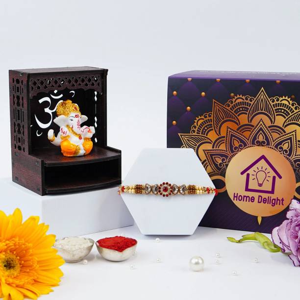 Home Delight Designer TempleGanesh01 Mauli Thread Showpiece, Rakhi  Set