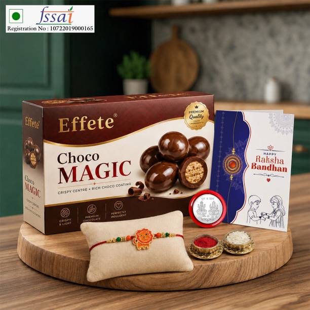 Effete Rakhi With Chocolate|Roli-chawal|Coin|Greeting Card_K1_302_CM32 Assorted Gift Box