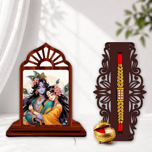 Designer June 2026 rakhi_SHOWPIECE set -781 Mauli Thread, Pearl Rakhi, Showpiece, Chawal Roli Pack Set by GIFTDECOR