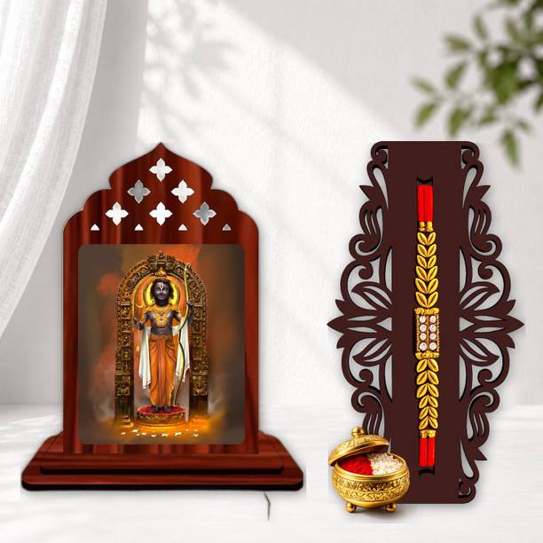 Designer June 2026 rakhi_SHOWPIECE set -88 Mauli Thread, Pearl Rakhi, Showpiece, Chawal Roli Pack Set by GIFTDECOR