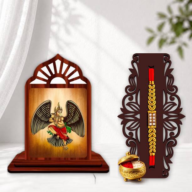GIFTDECOR Designer June 2026 rakhi_SHOWPIECE set -251 Mauli Thread, Pearl Rakhi, Showpiece, Chawal Roli Pack  Set