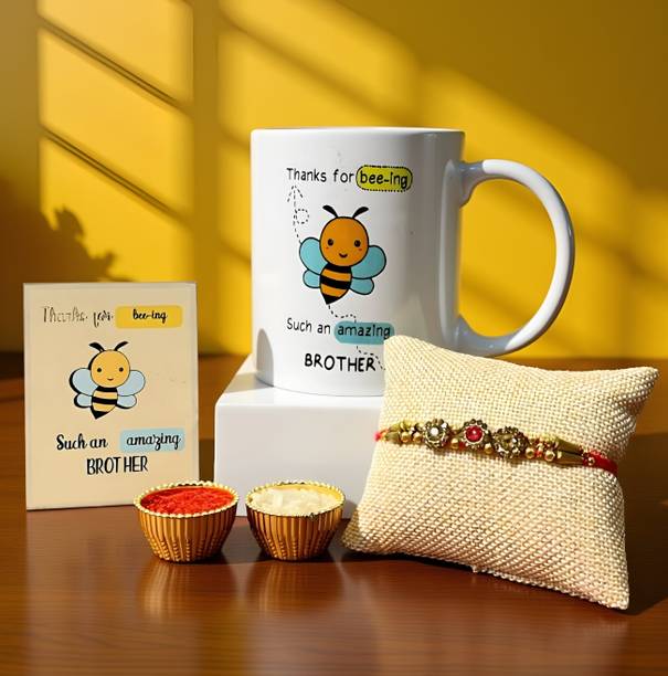 Home Delight Designer MugCombo-Magnet-02 Assorted Mug, Rakhi  Set