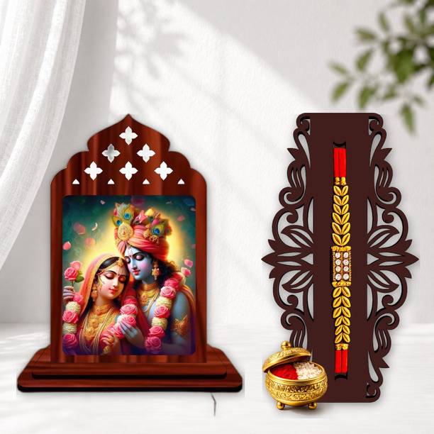 Designer June 2026 rakhi_SHOWPIECE set -1382 Mauli Thread, Pearl Rakhi, Showpiece, Chawal Roli Pack Set by GIFTDECOR