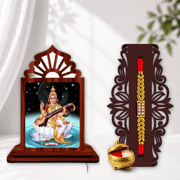 Designer June 2026 rakhi_SHOWPIECE set -134 Mauli Thread, Pearl Rakhi, Showpiece, Chawal Roli Pack Set by GIFTDECOR