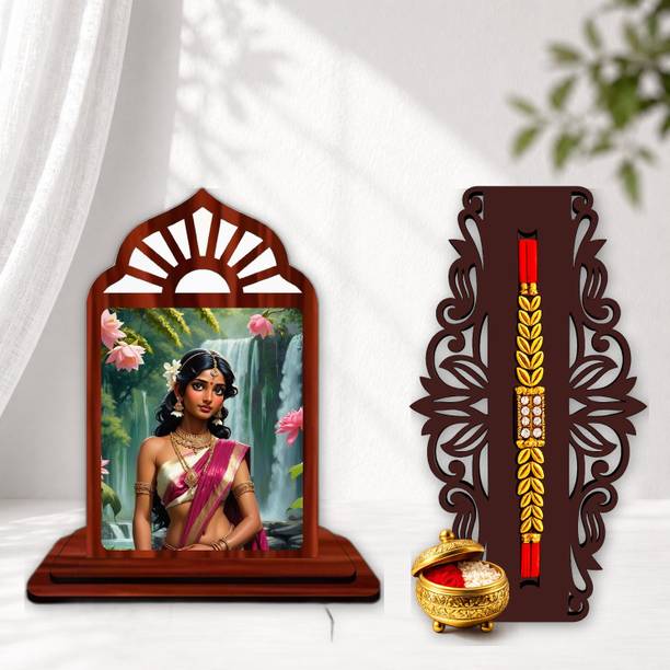 GIFTDECOR Designer June 2026 rakhi_SHOWPIECE set -1365 Mauli Thread, Pearl Rakhi, Showpiece, Chawal Roli Pack  Set