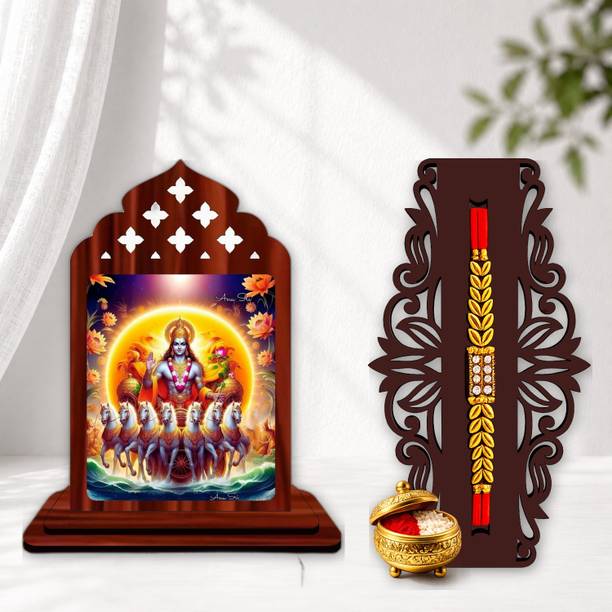 Designer June 2026 rakhi_SHOWPIECE set -922 Mauli Thread, Pearl Rakhi, Showpiece, Chawal Roli Pack Set by GIFTDECOR