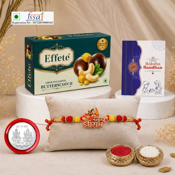 Effete Rakhi With Chocolate|Roli-chawal|Coin|Greeting Card_K1_1008_BS32 Assorted Gift Box