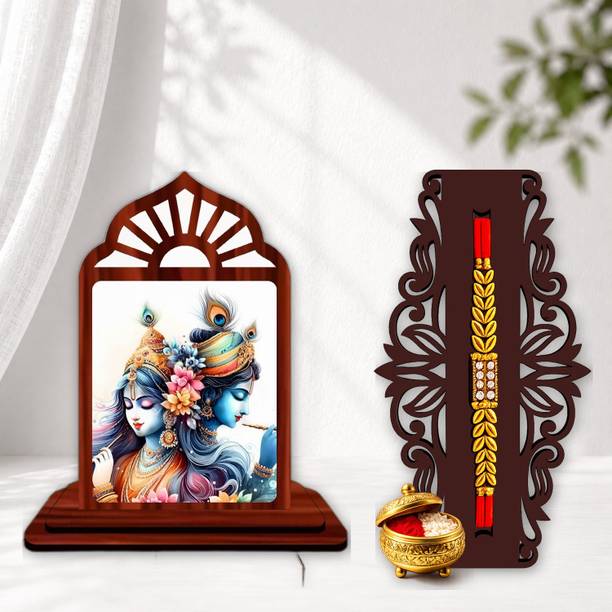 Designer June 2026 rakhi_SHOWPIECE set -403 Mauli Thread, Pearl Rakhi, Showpiece, Chawal Roli Pack Set by GIFTDECOR