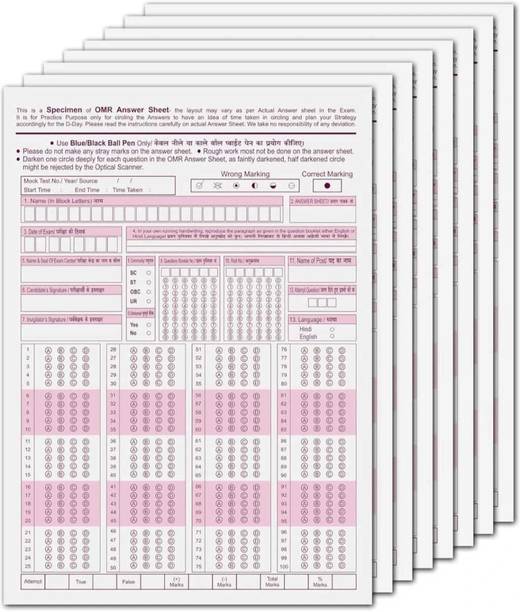 Himani 100 OMR SHEET OMR Practice Sheets For Competitive Exams - 180 MCQ's A4 Size, 100 LOSSE Sheet/100 PAGES (For NEET JEE UPSC MPSC GATE JNV PSC RPSC TNPSC Etc (Paperback, OMR SHEET FOR NEET) (Paperback, OMR SHEET)