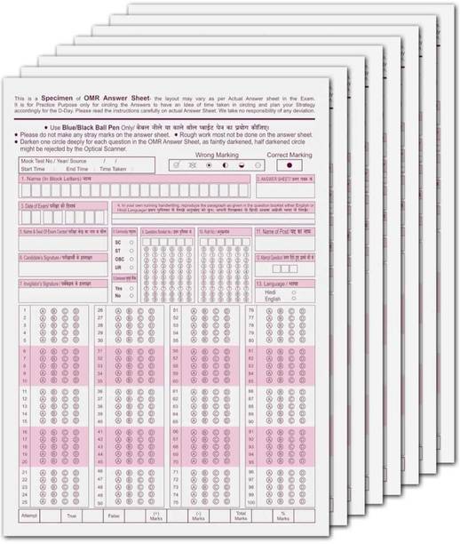 Himani 100 OMR SHEET OMR Practice Sheets For Competitive Exams - 180 MCQ's A4 Size, 100 LOSSE Sheet/100 PAGES (For NEET JEE UPSC MPSC GATE JNV PSC RPSC TNPSC Etc (Paperback, OMR SHEET FOR NEET) (Paperback, OMR SHEET)
