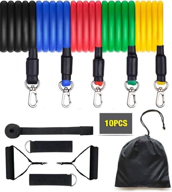 WOOLZY New Full Body Stretching Toning Exercising 5 Pcs Toning Resistant Latex Band Resistance Tube
