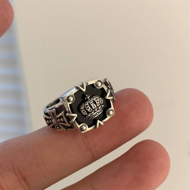 Vipunj Stainless Steel Cubic Zirconia Silver Plated Ring