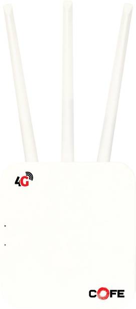 COFE 5G with Triple Antenna, Support All GSM Sim with 120 Mtr Range, Speed 4G Router 2.4 GHz 300 Mbps Wifi Speed Single Band External Antenna MiFi (Sim Based)