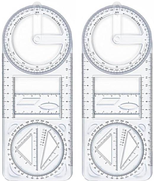 WANQLYN Plastic Movable Drawing Template Measuring Math Ruler Ruler