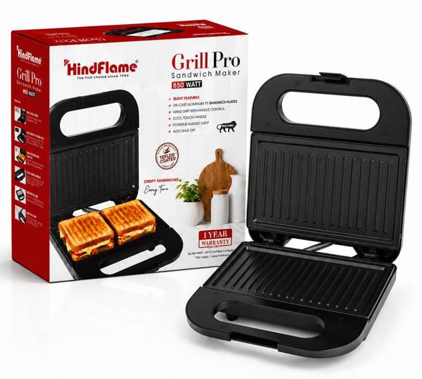 Hindflame by HindFlame Grill Pro 850W Sandwich Maker (Toaster/Grill) ISI Certified, Black Grill Sandwich Maker