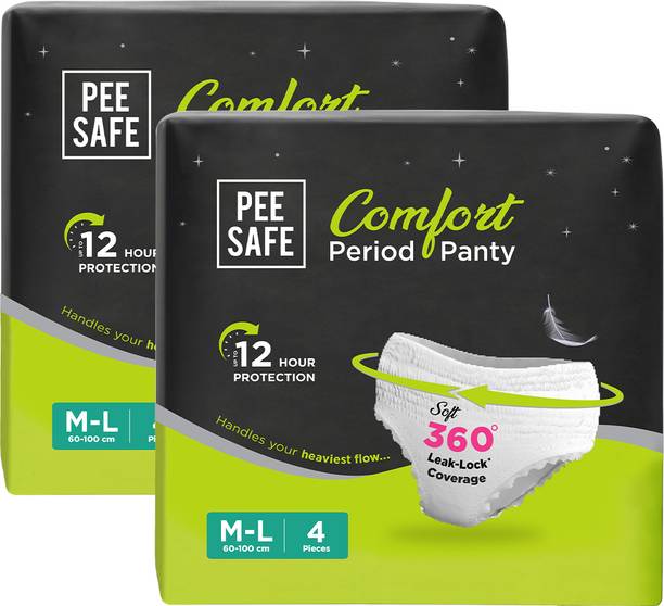 Pee Safe Period Panty for Women Disposable (M-L) Super Absorbent 360 Degree Protection Sanitary Pad