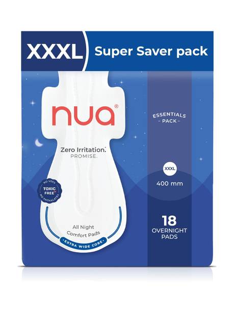 Nua All Night Comfort 400mm XXXL | Upto 12 Hours of Absorption (Pack of 18) Sanitary Pad