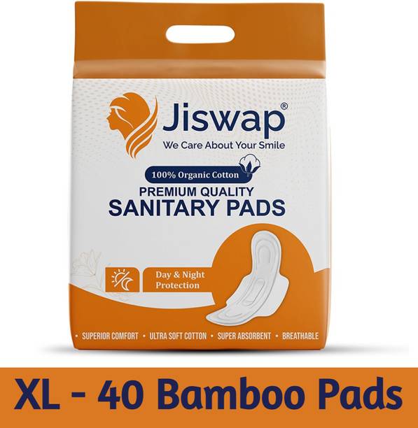 Jiswap Bamboo Fiber 100% Natural Organic XL Size - Chemical & Rash Free Sanitary Pad