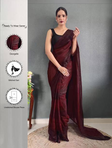 Ready to Wear Striped Bollywood Chiffon Saree