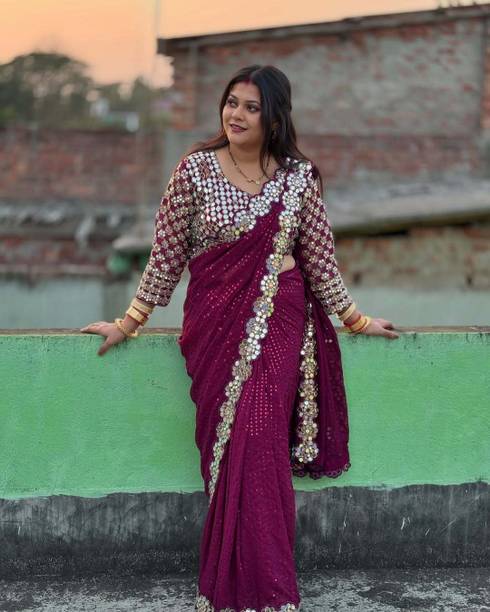 Embroidered, Embellished Bollywood Georgette Saree