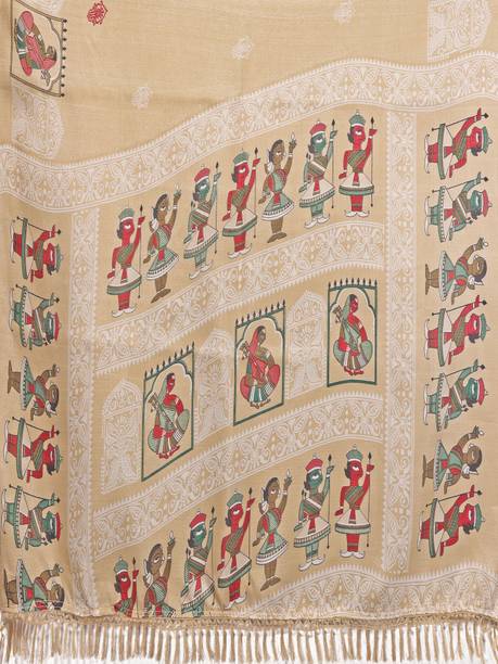 Priyashi Floral Print Mysore Art Silk Beige Sarees Online @  | galgota.in - Image 5